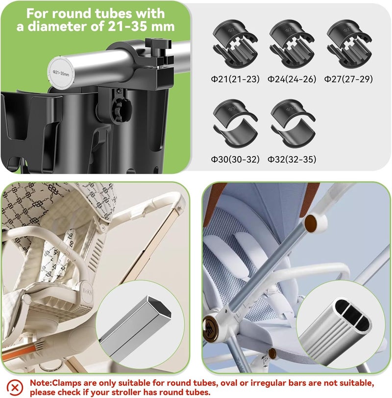 KDD Stroller Cup Holder with Phone Holder, 3-in-1 Removable Bottle Holder - Image 5